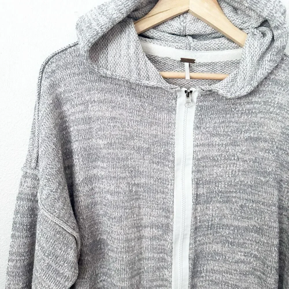 FREE PEOPLE‎ | In Bloom Sweater Blush Pink Gray Raw Seams | Size Medium
